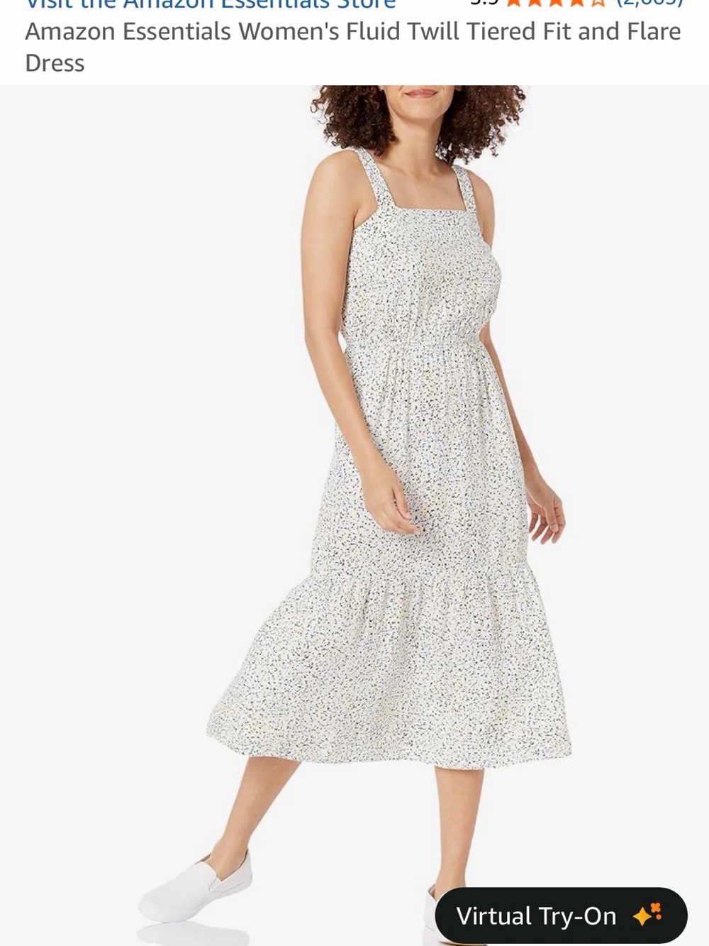 Amazon Essentials Floral Print Midi Sundress in White